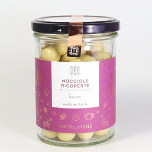 SONDERANGEBOT Piemont-Haselnüsse in weißer Schokolade - Nocciole Ricoperta Cioccolato bianco 200g. Mind. haltbar bis 15.10.25