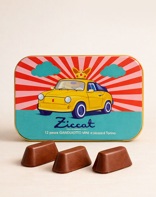 Gianduiotto Mini in der klassischen Motivdose - Feinste Gianduja-Pralinen aus Turin 68 g – Bild 3