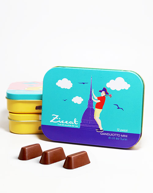 Gianduiotto Mini in der klassischen Motivdose - Feinste Gianduja-Pralinen aus Turin 68 g – Bild 2